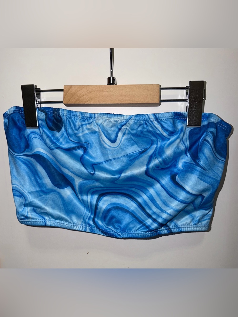 SHEIN Blue Marble Print Women's Matching Set - Tube Top and Leggings